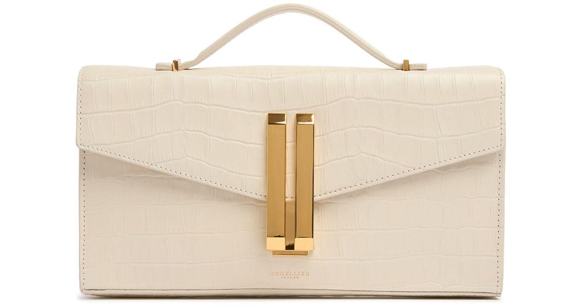 DeMellier London Vancouver Croc Embossed Leather Clutch in