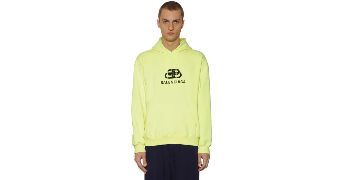 Balenciaga Bb-logo Cotton Oversized Hoodie in Yellow for Men - Lyst