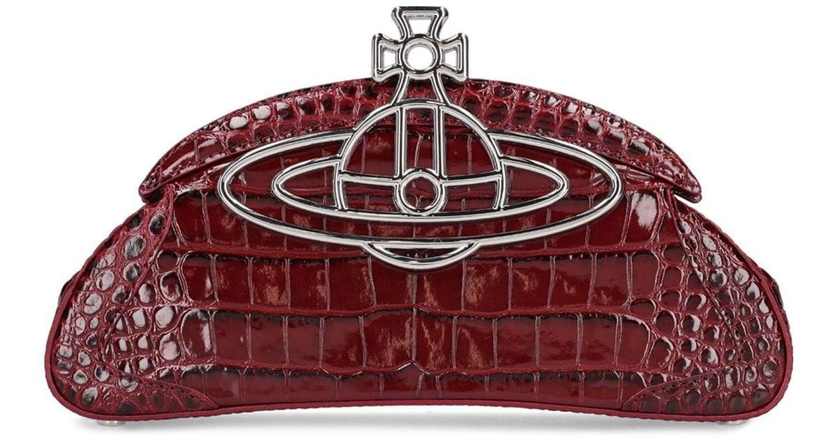 Vivienne Westwood Amber Croc Embossed Leather Clutch in Red Lyst