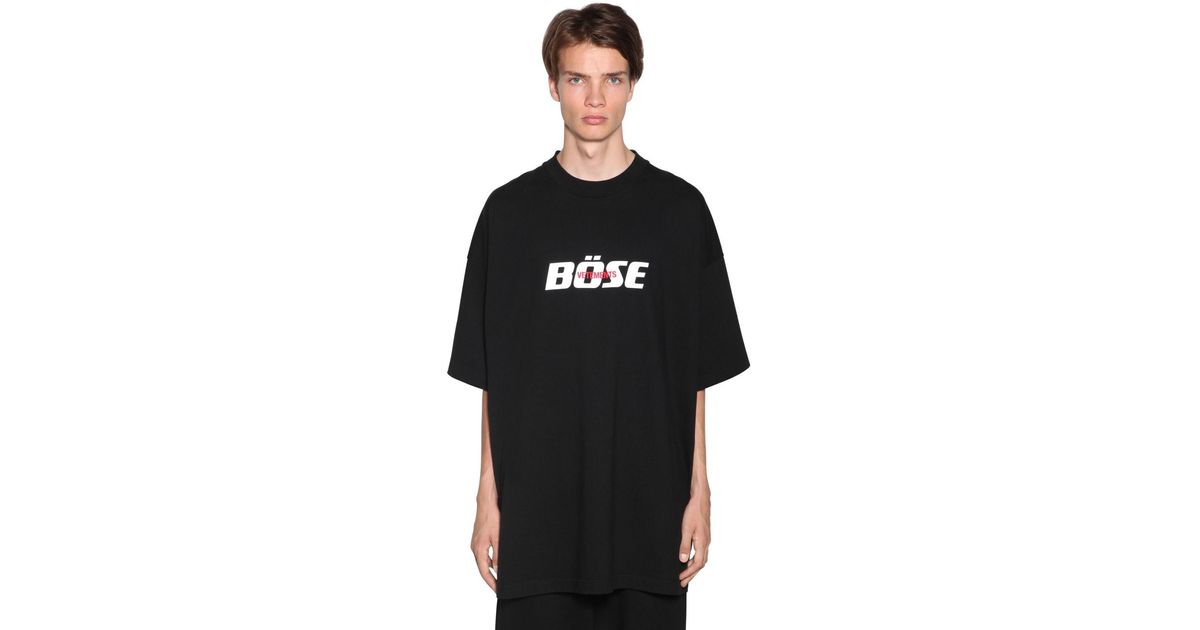 VETEMENTS Oversized Printed Distressed Cotton-Jersey T-Shirt for Men