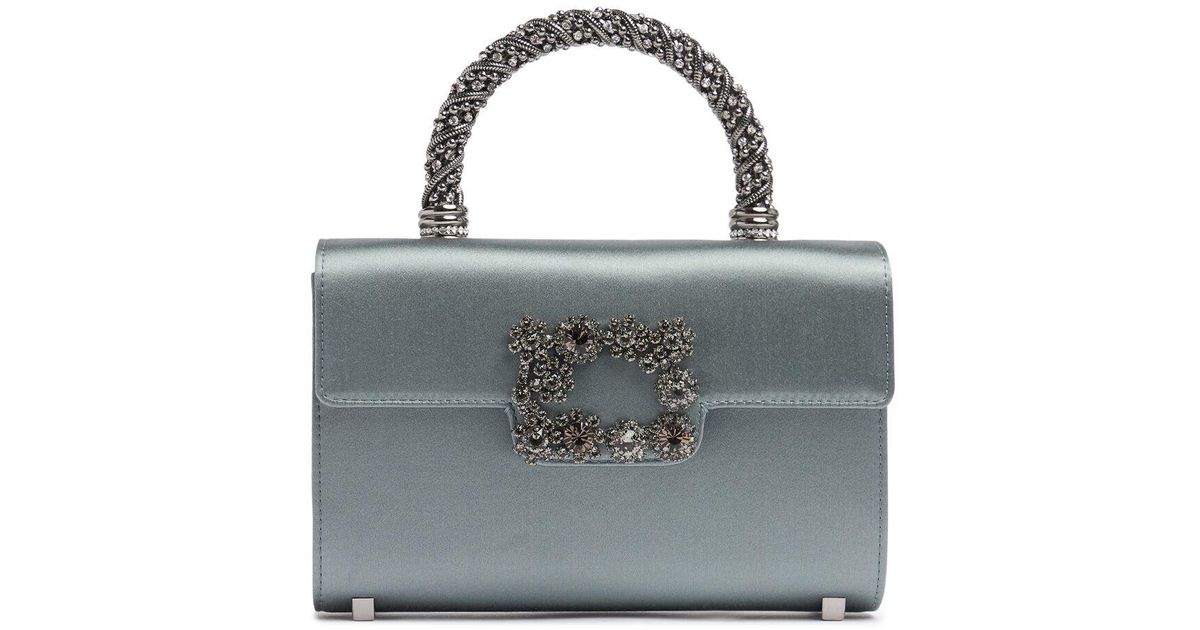 【Roger Vivier】ミニエンベロープフラワーレザーバッグ Roger Vivier Mini Envelope Flower Leather Bag in Blue | Lyst