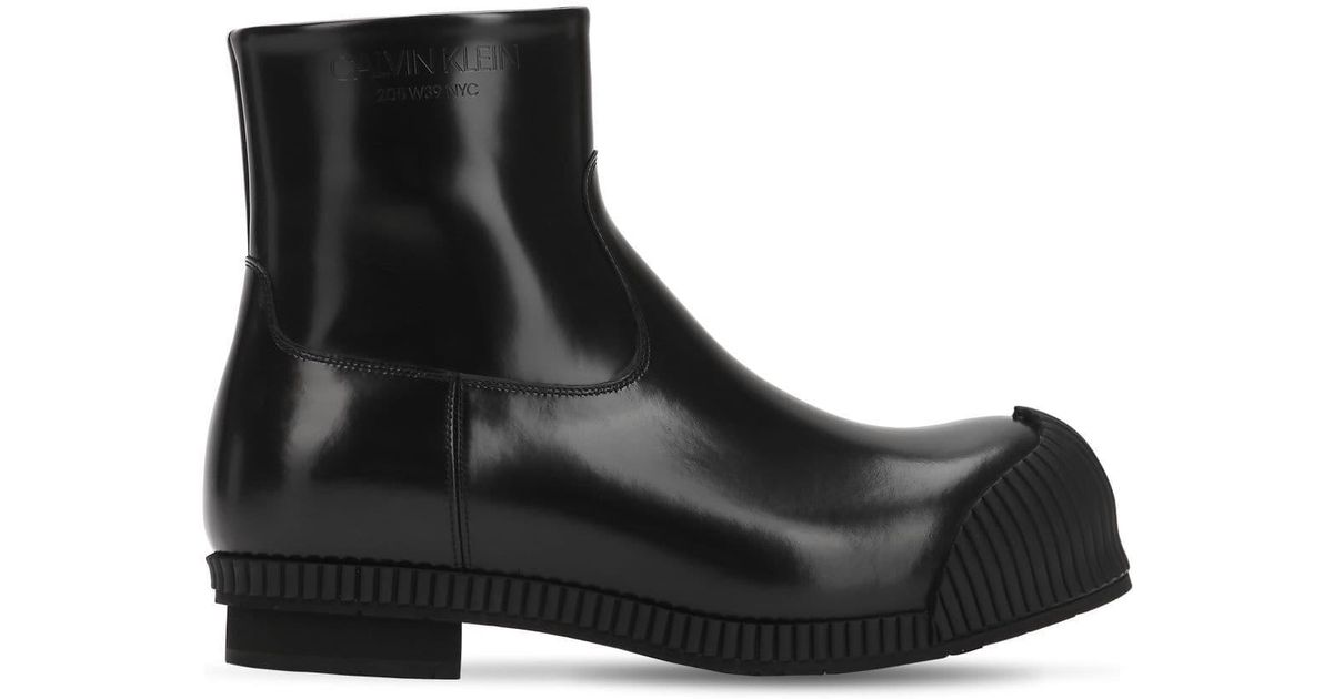 CALVIN KLEIN 205W39NYC Dense Spazzolato Leather Boots in Black for Men -  Lyst