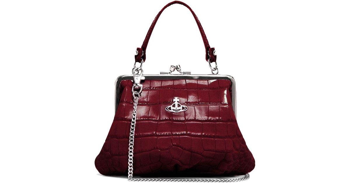 Vivienne Westwood Granny Frame Croc Embossed Leather Bag in Red Lyst