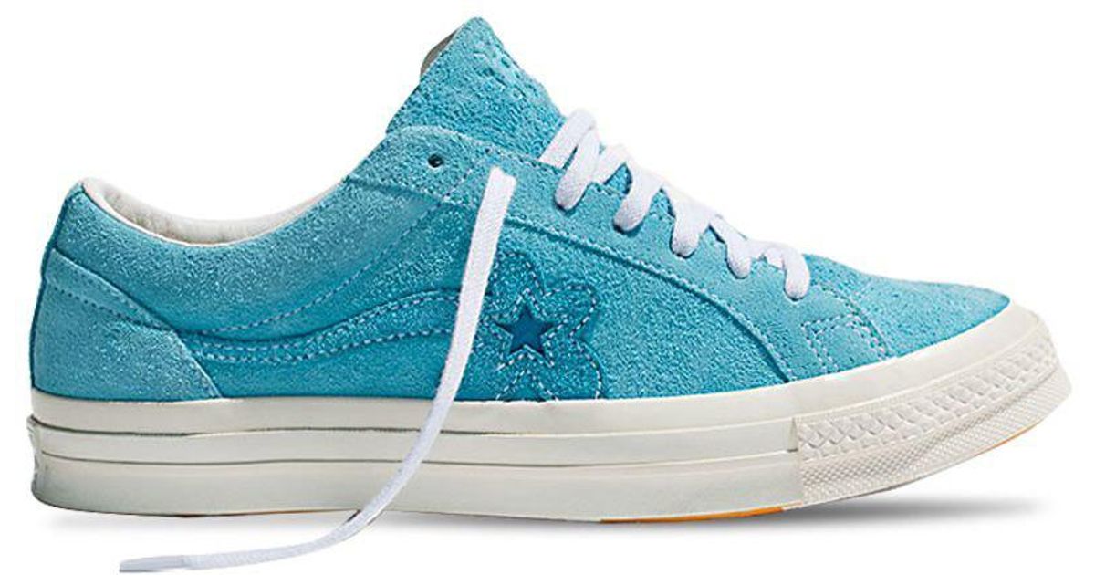 converse one star light blue suede