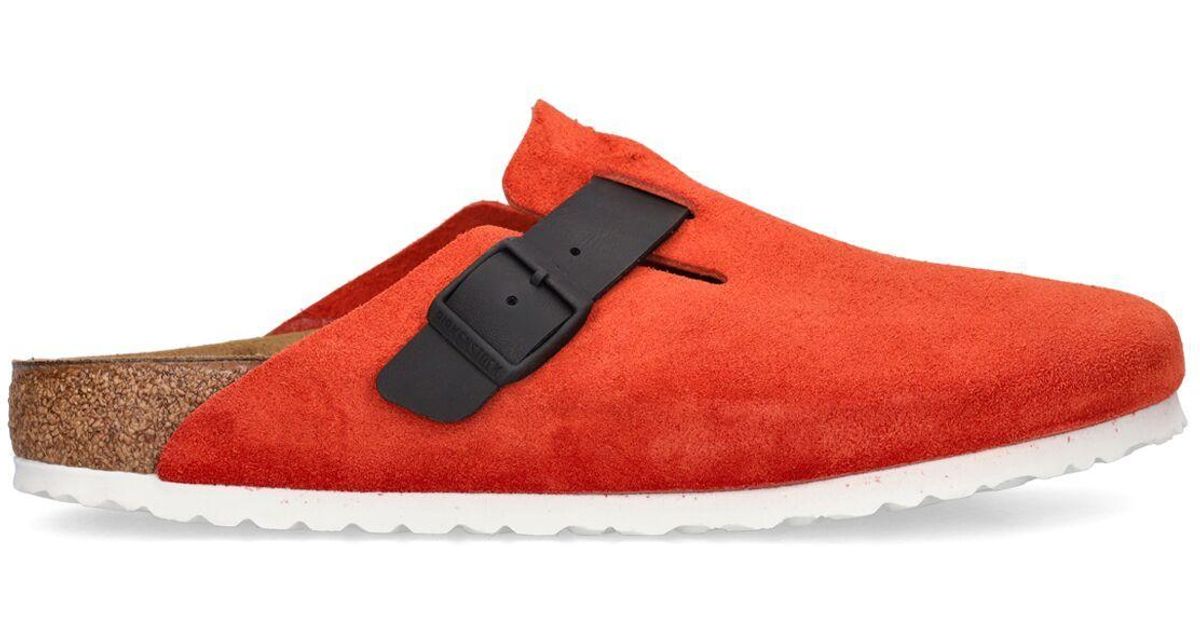 Birkenstock Boston Suede Leather Sandals in Red for Men Lyst