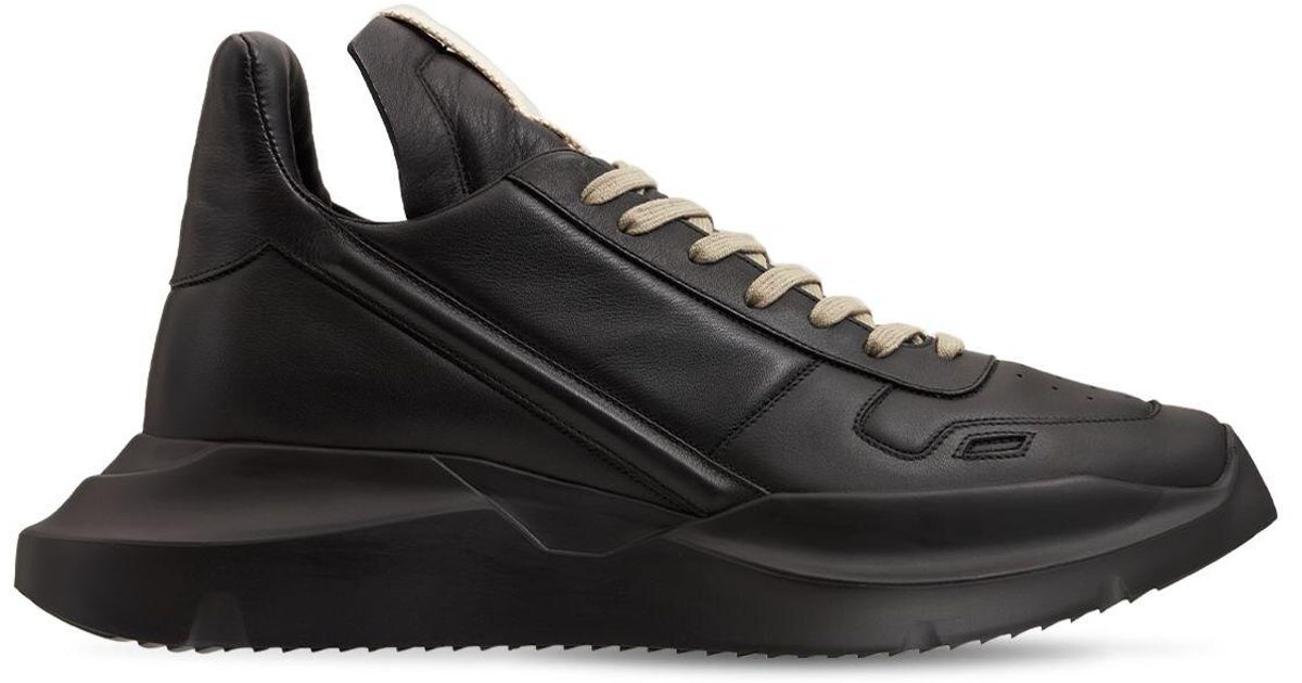 Rick Owens Geth Runner Grain Leather Sneakers in Black for Men | Lyst UK