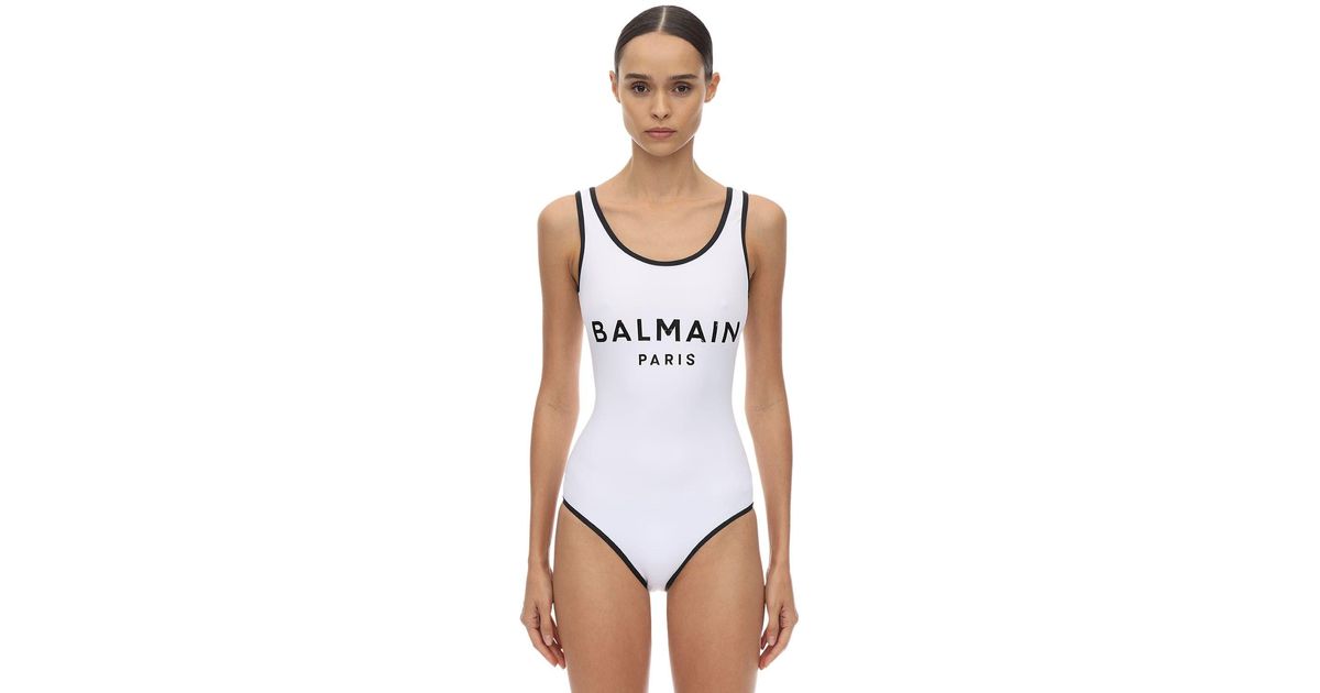 Balmain One-piece Swimsuit in White | Lyst