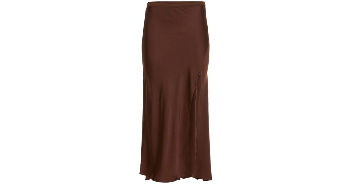 Anine Bing Dolly Silk Satin Midi Skirt in Brown | Lyst UK