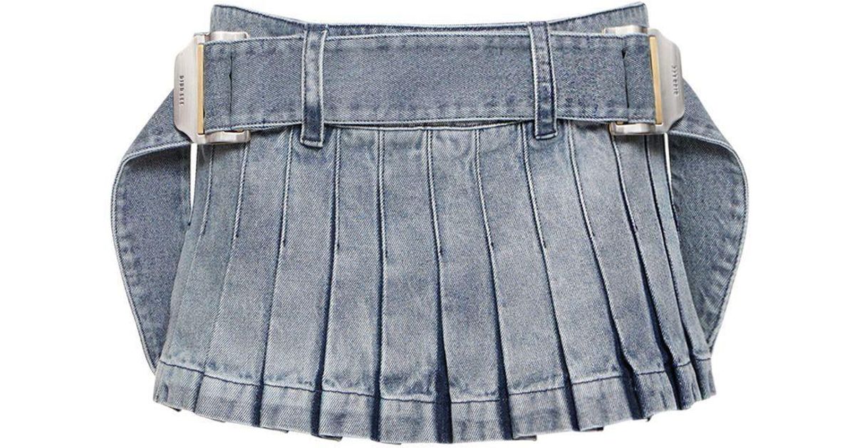 Dion Lee Pleated Mini Skirt W/ Belt in Blue | Lyst