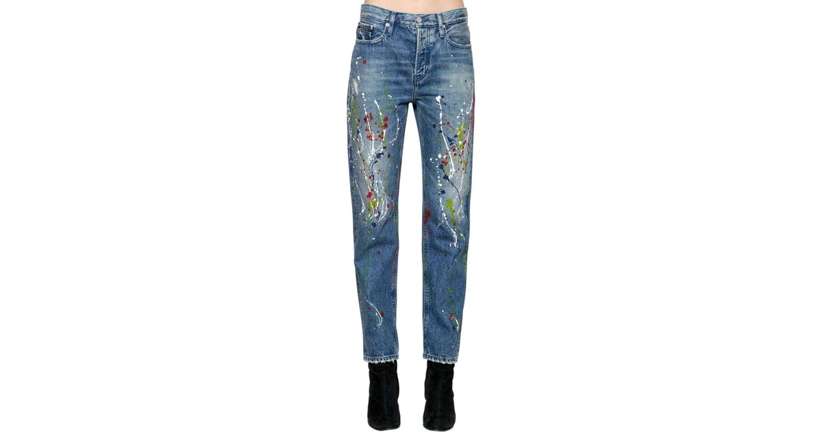 Calvin Klein Jeans Aus Denim Mit Farbspritzern in Blau Lyst DE