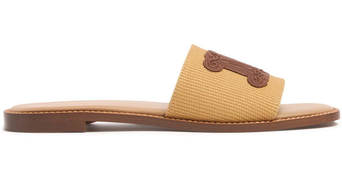 Max Mara 10Mm Cotton & Leather Slides | Lyst