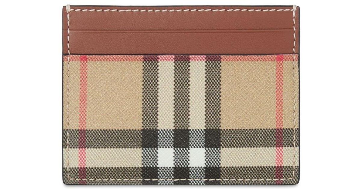 Burberry Sandon Icon Stripe Canvas Card Holder in Tan (Brown) | Lyst