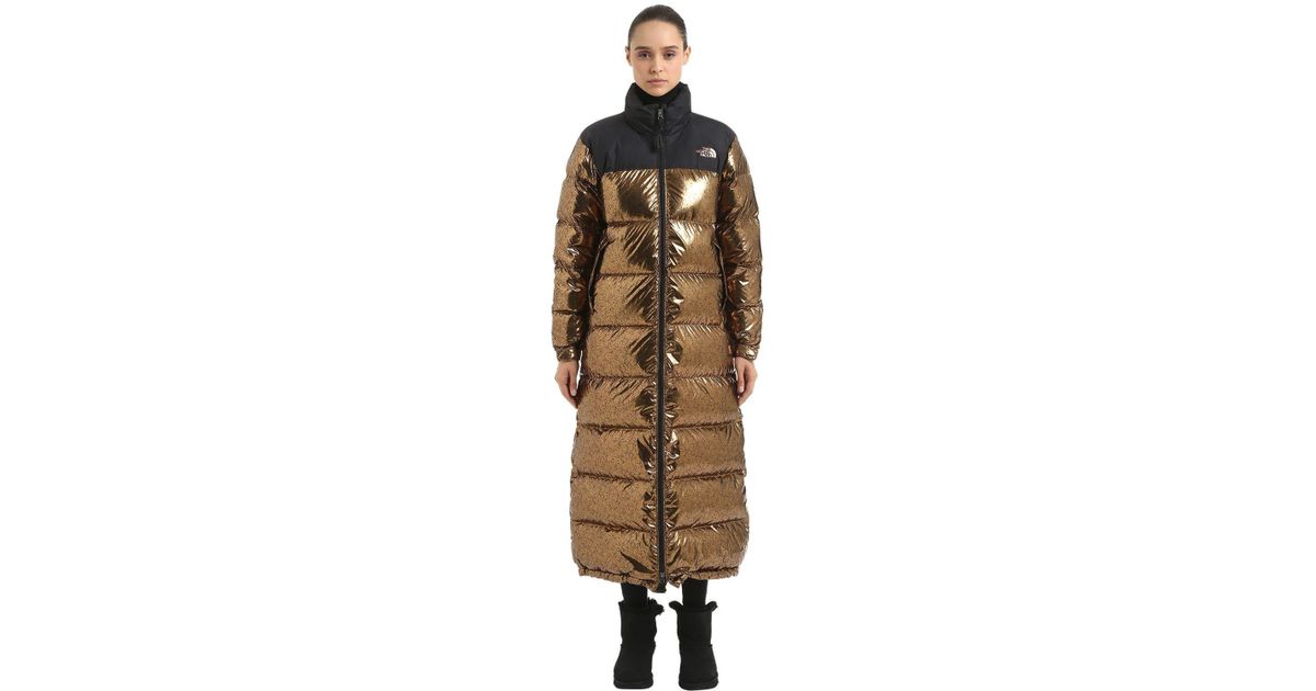 The North Face Synthetic Nuptse Duster Long Down Jacket in Metallic Copper  (Metallic) | Lyst Australia