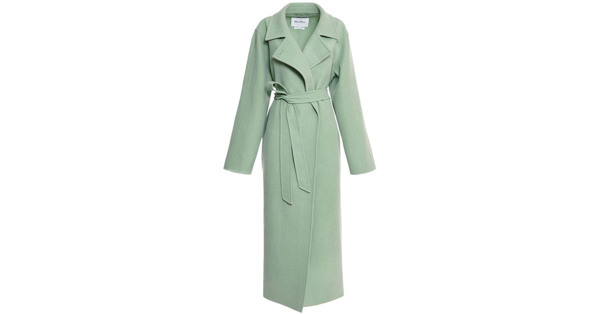 Max Mara Hans Belted Wool & Cashmere Long Coat in Green | Lyst
