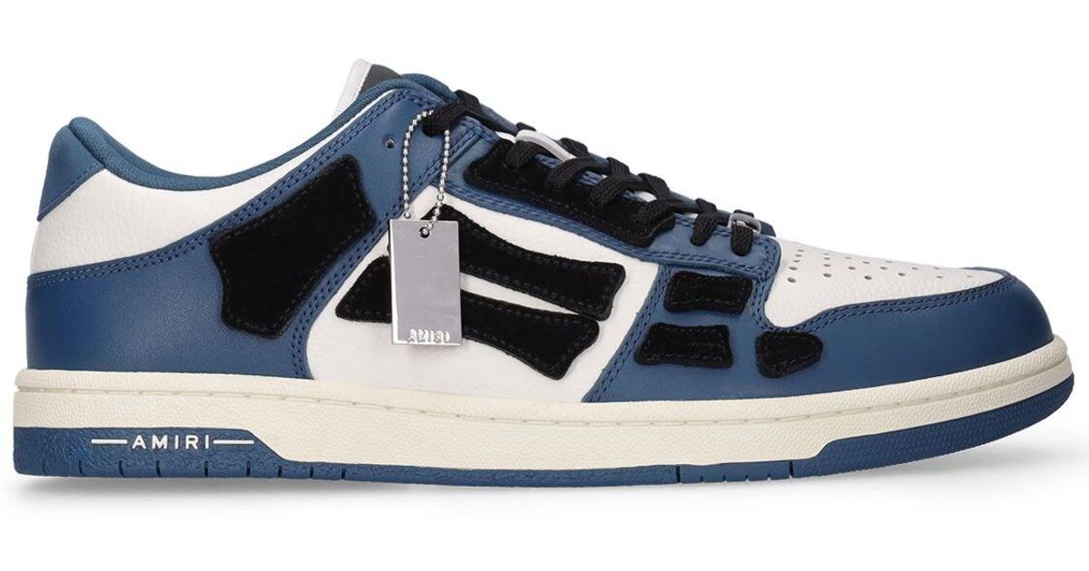 Amiri Skel Bones Low Top Leather Sneakers in Blue for Men | Lyst