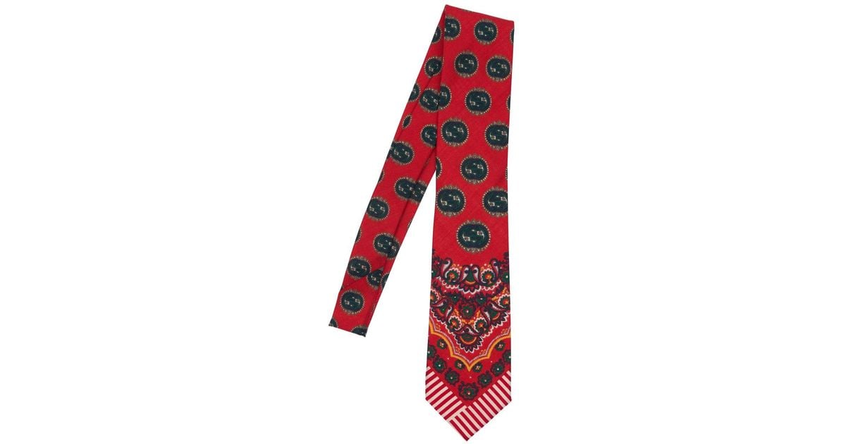Gucci Gg & Bandana Printed Wool Tie in Red for Men Lyst