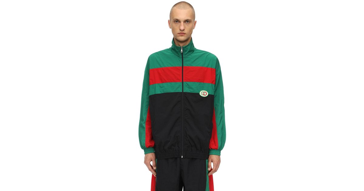 Gucci Synthetic Oversize Nylon Jacket in Black/Green/Red (Green) for ...