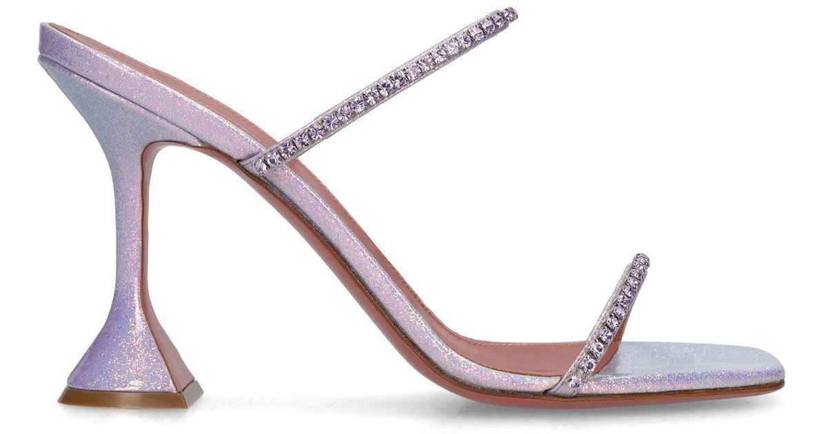 AMINA MUADDI 95mm Gilda Glitter Mule Sandals in Pink | Lyst