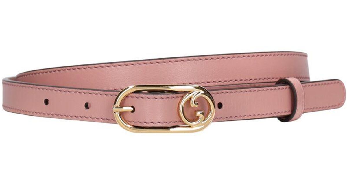 Gucci Pink 15mm Round Interlocking G Leather Belt