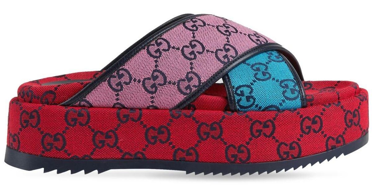 Gucci 55mm Gg Multicolor Platform Sandals in Pink | Lyst Australia