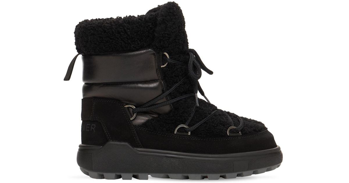 Bogner 35mm Chamonix Shearling & Leather Boots in Black - Lyst