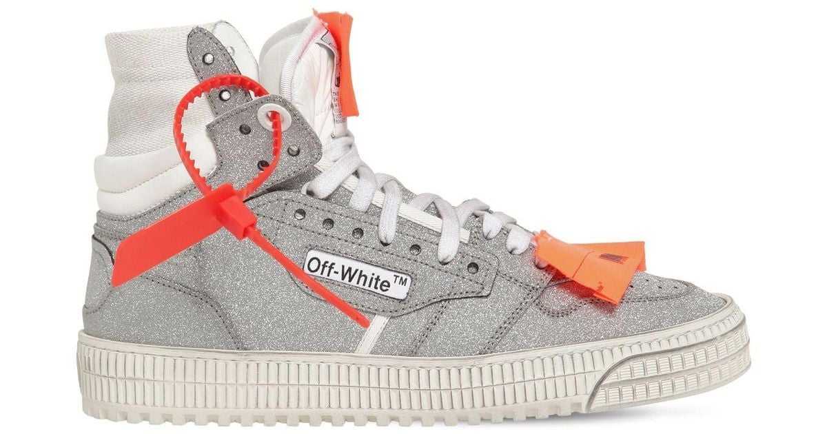 Off-White c/o Virgil Abloh 20mm Hohe Ledersneakers Mit Glitzer "off Court"  in Mettallic - Lyst