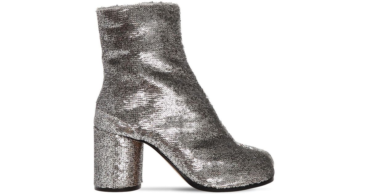 Maison Margiela Leather Silver Sequin Tabi Heels | Lyst Australia