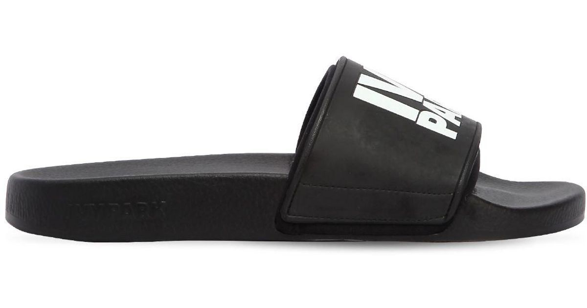 Ivy Park Neo Lined Logo Sliders Black | Lyst UK