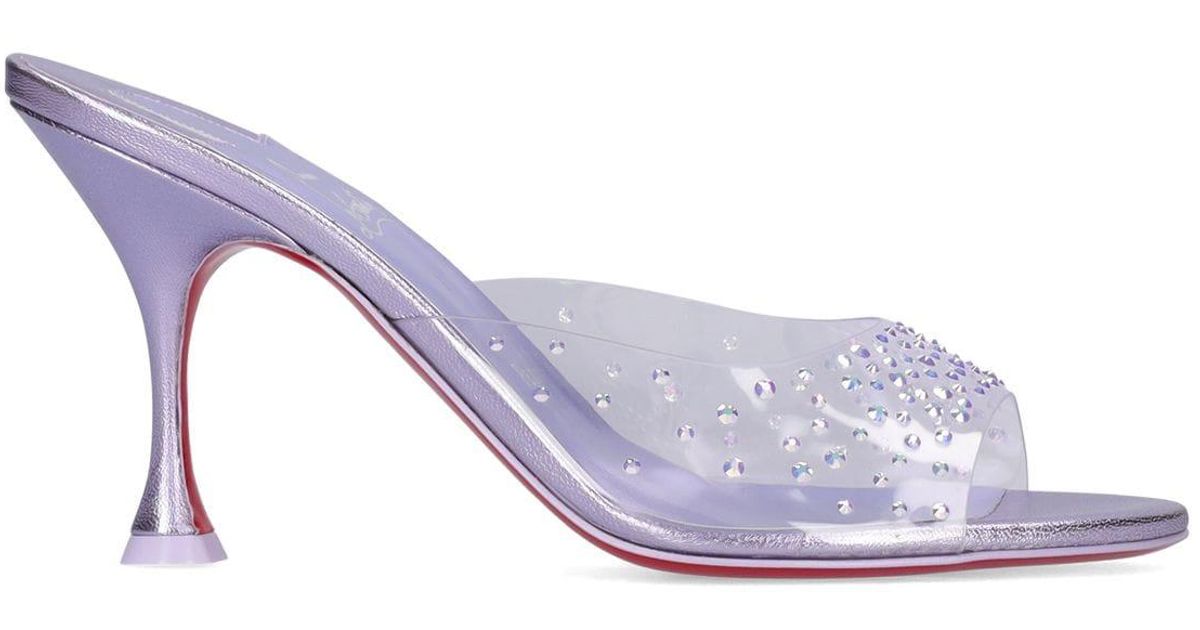 Christian Louboutin Leather 85mm Degramule Embellished Pvc Sandals in White | Lyst