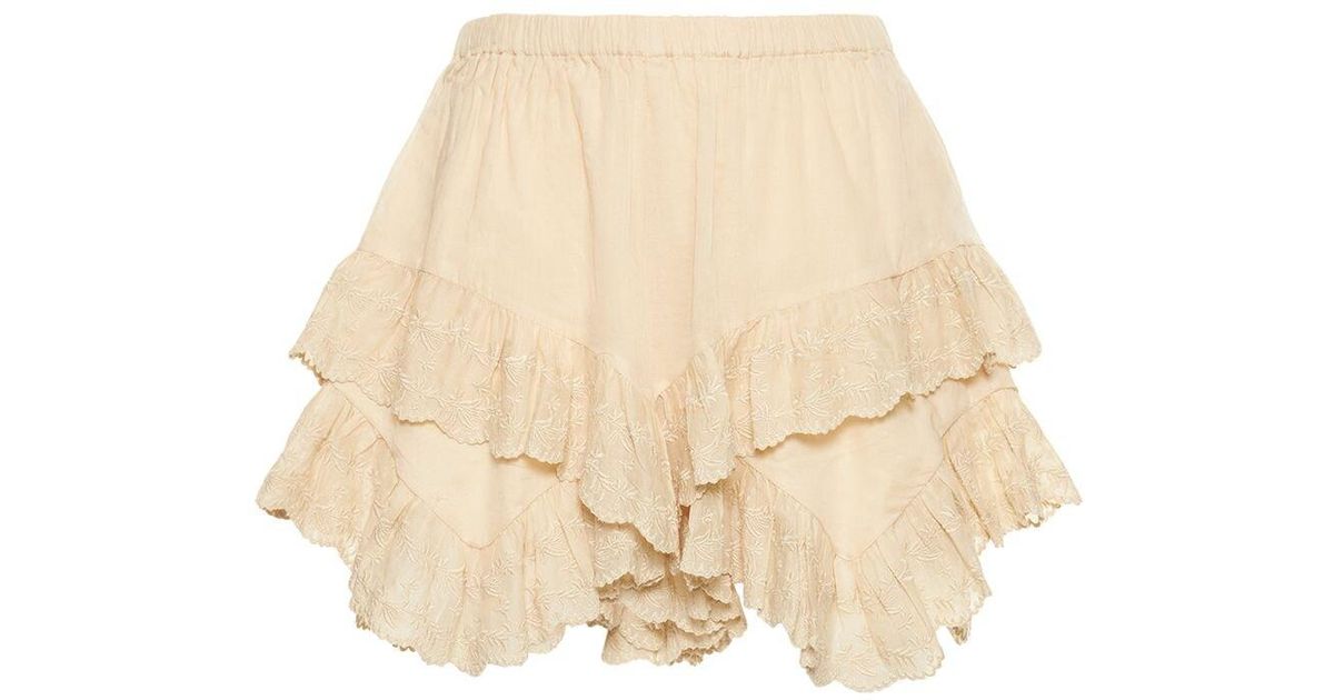 Étoile Isabel Marant Locadi Ruffled Cotton Mini Skirt in Ivory (Natural ...
