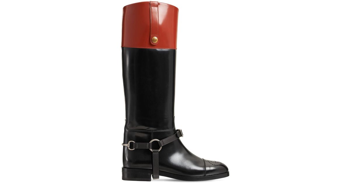 Gucci 20mm Zelda Tall Leather Boots in Black | Lyst Australia