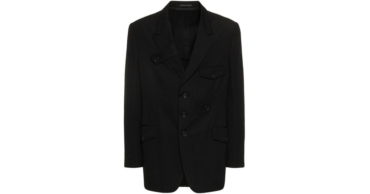Yohji Yamamoto Wool Tab Gabardine Jacket in Black for Men | Lyst