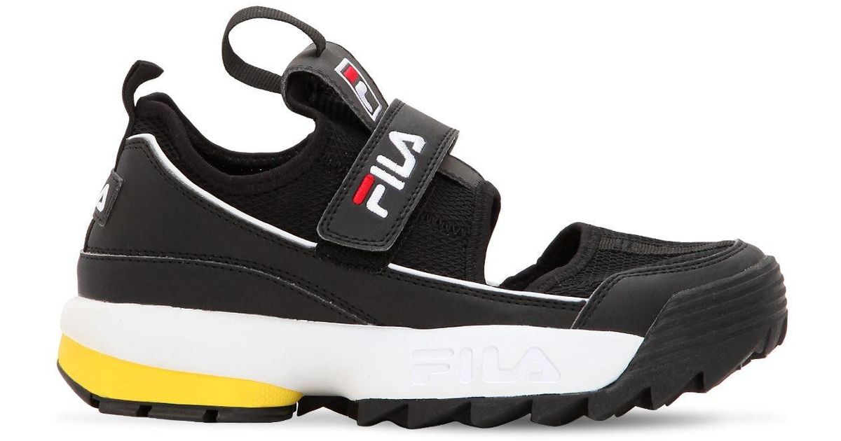 Fila Disruptor Half Sandal Flats in Black Lyst UK