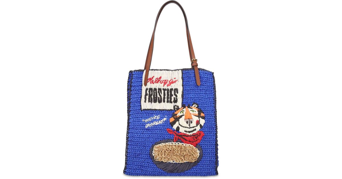Anya Hindmarch Frosties Paper Raffia Tote Bag in Blue Lyst