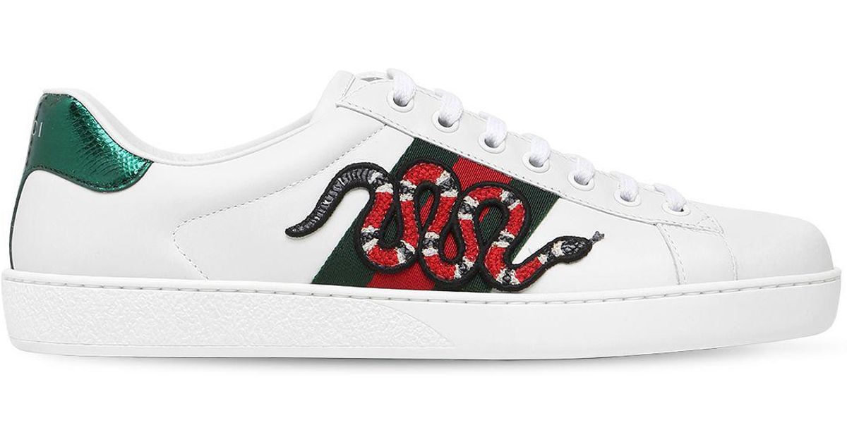 Gucci New Ace Snake Patch Leather 