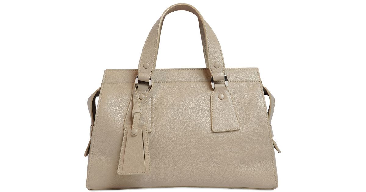 Giorgio Armani Le Sac 11 Leather Top Handle Bag in Natural | Lyst