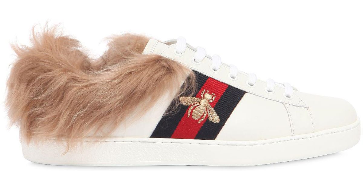 white shoes with fur