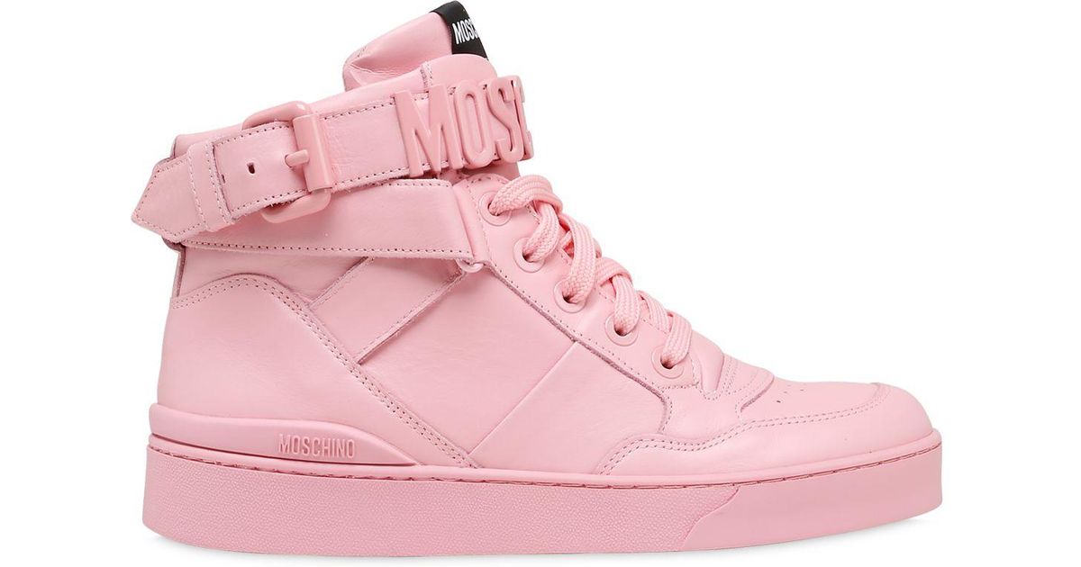 Moschino Leather High-Top Sneakers in 