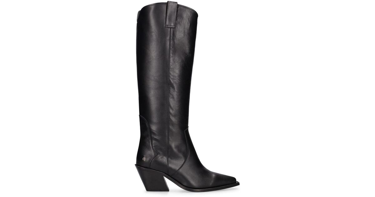Anine Bing 70mm Tania Leather Tall Boots in Black | Lyst