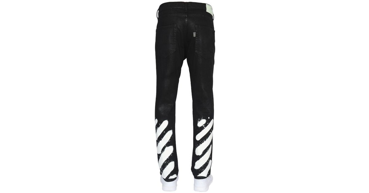 off white black denim jeans