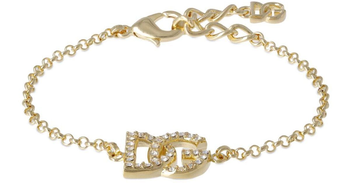 Dolce & Gabbana Kristallketten-armband Mit Dg Logo in Mettallic | Lyst DE