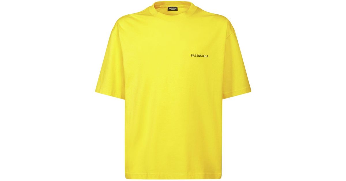 Camiseta De Algodón Con Logo Balenciaga de hombre de color Amarillo | Lyst