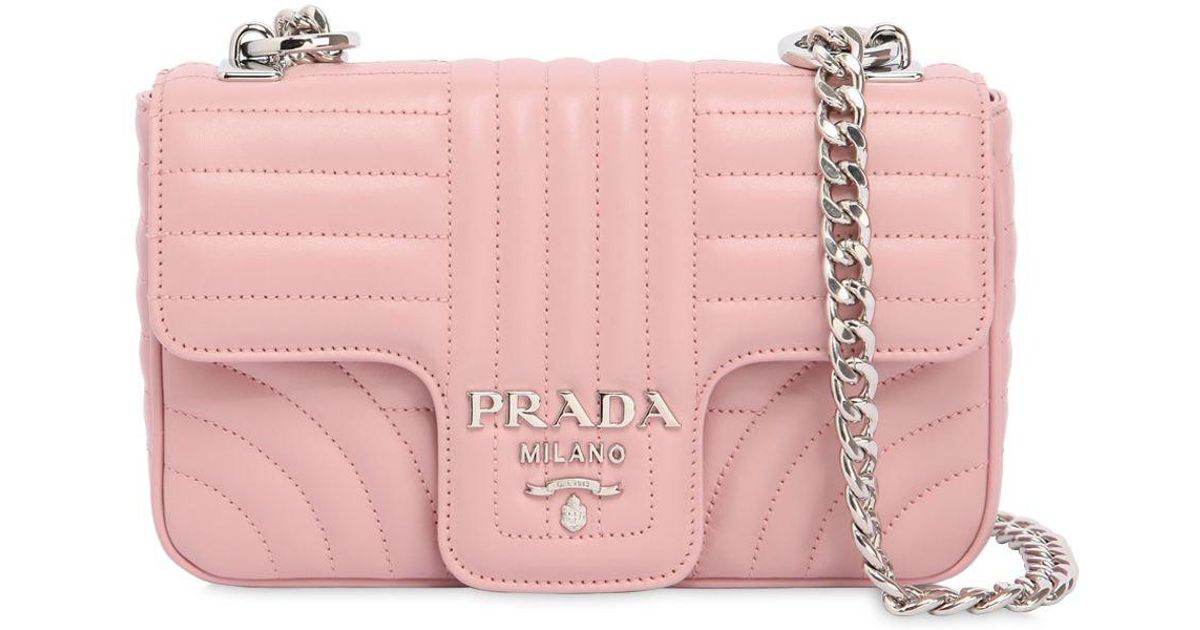 Prada Small Quilted Soft Leather Flap Bag in Pink Lyst