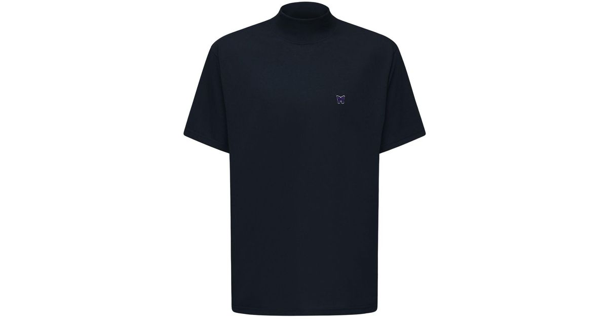 Needles Black Oversize Logo Embroidery T-shirt for men
