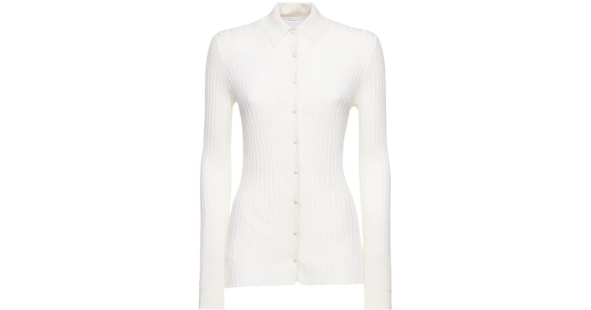 Gabriela Hearst Cavalieri Cashmere & Silk Knit Cardigan in White | Lyst