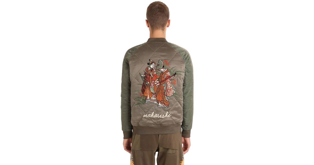 Maharishi Reversible Silk & Nylon Bomber Jacket in Green for Men