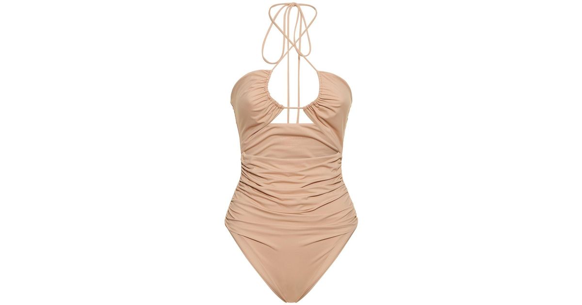 Magda Butrym Criss-cross Onepiece Swimsuit in Natural | Lyst