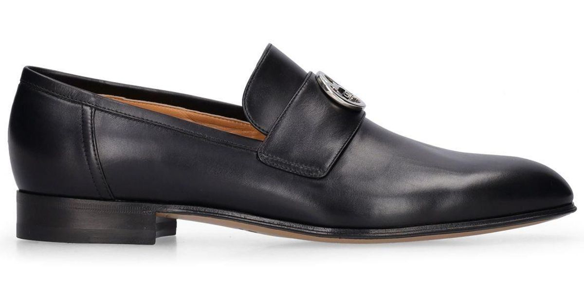 Gucci Ed Interlocking G Leather Loafers in Black for Men | Lyst
