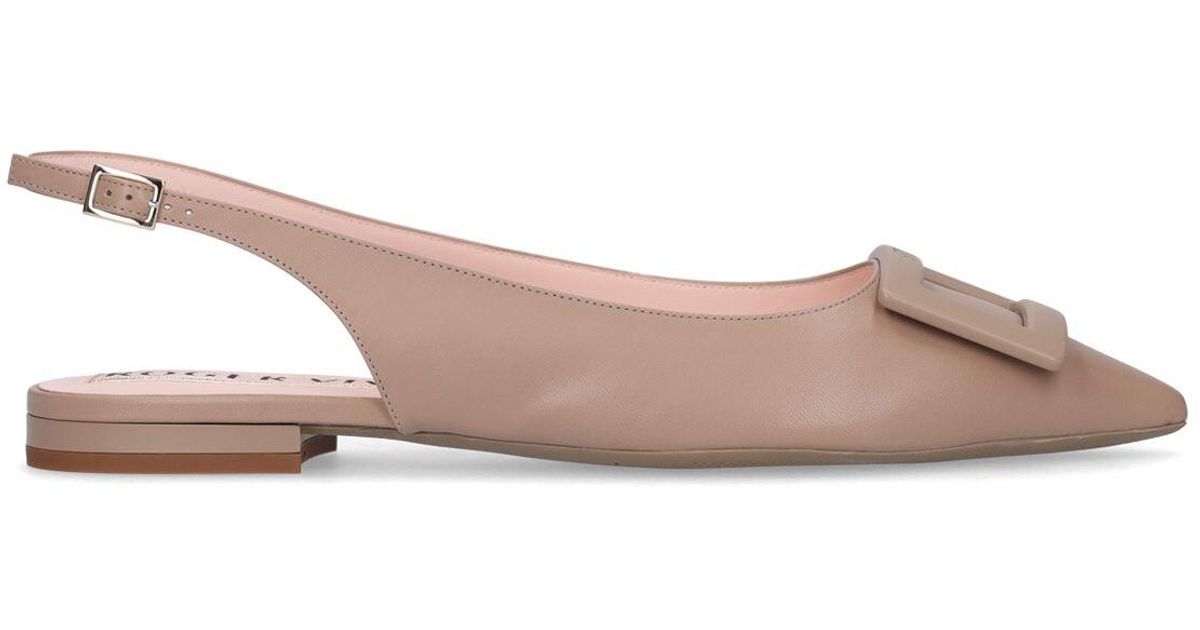 Roger Vivier 10mm Gommettine Leather Slingback Flats in Pink | Lyst