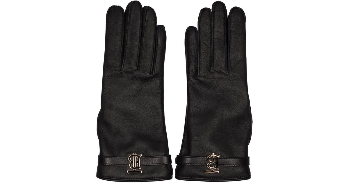 Burberry Victoria Leather Gloves in Black Lyst
